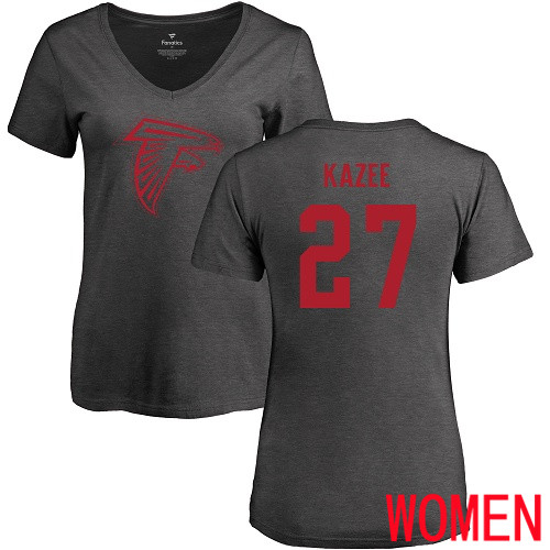 Atlanta Falcons Ash Women Damontae Kazee One Color NFL Football #27 T Shirt->nfl t-shirts->Sports Accessory